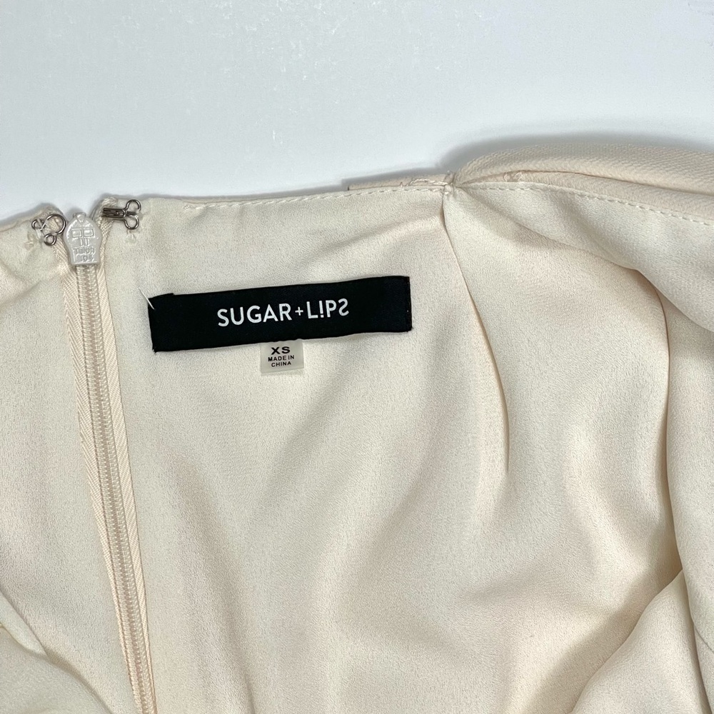 Sugarlips Cream Sleeveless Spaghetti Strap Halter Open Back Tie Back Romper XS - Picture 6 of 7